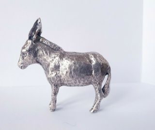 Vintage Solid Silver Italian Made Miniature Donkey Hallmarked,  Large Heavy