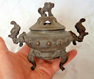 Chinese Qing Bronze Tripod Censer With Ming Seal Mark – Elephant And Qilin