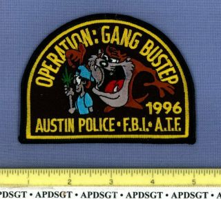 Atf Fbi Austin 1996 Gang Buster Drug Task Force Texas Federal Police Patch Taz