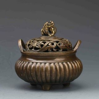 Old Chinese Bronze Hand - Carved Incense Burner Ming Dynasty Xuande Mark