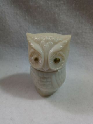Vintage Avon White Owl Milk Glass Jar Bottle Decanter Empty Collectible