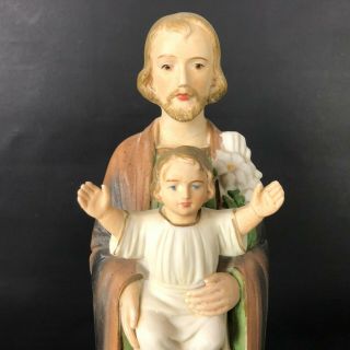 Vintage Mid Century 60s St.  Joseph & Jesus Porcelain Statue Father Ronan Lee