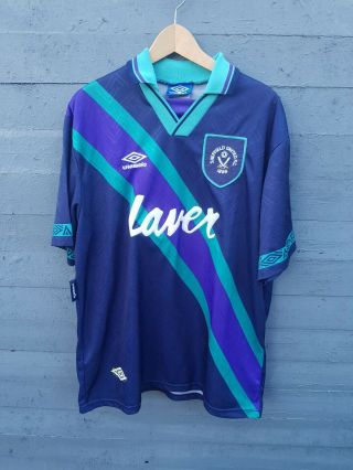 Sheffield United Football Away Shirt 1993/5 Umbro Vintage 90s L/xl