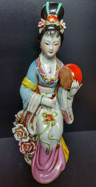 Chinese Vintage Very Large Figure Of A Geisha Musician