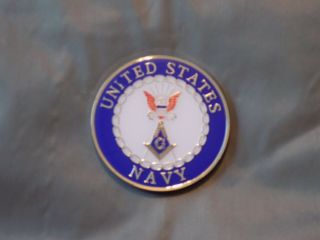 Masonic 3 " Car Emblem Us Navy Square Compass Fraternity Military Metal