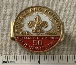 Vintage 1960 Boy Scouts 50th Anniversary Neckerchief Slide For God & Country Bsa