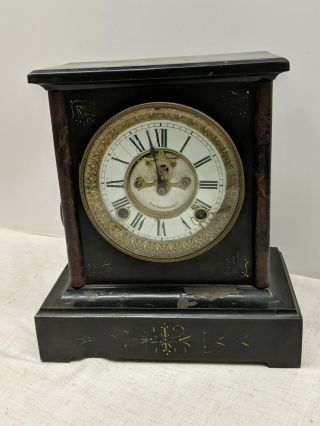 Vintage Antique Haven Clock Co Cast Iron Metal Case