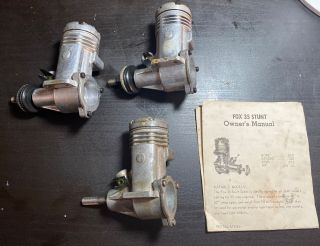Vintage Fox 35 Stunt Control Line Model Engine - 3 Total