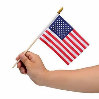 12 Pack Small Mini US American Flags on Stick 4x6 Inch Hand Held Stick Flags 3