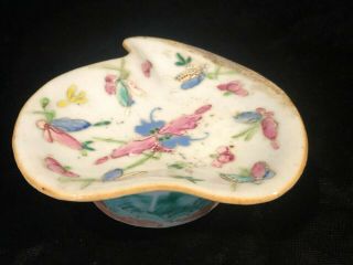 Antique Chinese 19th Century Porcelain Footed Dish Labeled T 