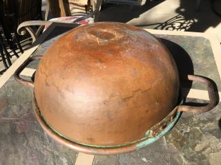 Vintage Copper Candy Kettle Apple Butter Chocolate Hammered And Dovetail 15.  5 "