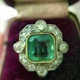 Art Deco 5.  00Ct Green Emerald Antique Vintage Engagement Wedding Ring 925 Silver 2