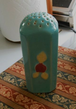 Vintage Pottery Salt Shaker - Turquoise - 4.  5 In.  - Kitchen 1940s - 50s -