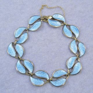 Vintage David Andersen Silver Gilt & Pale Blue Enamel Bracelet,  Winnaess,  12.  9g
