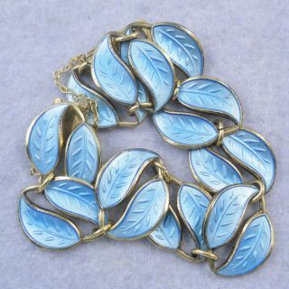 Vintage David Andersen silver gilt & pale blue enamel bracelet,  Winnaess,  12.  9g 2