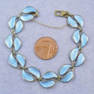 Vintage David Andersen silver gilt & pale blue enamel bracelet,  Winnaess,  12.  9g 3