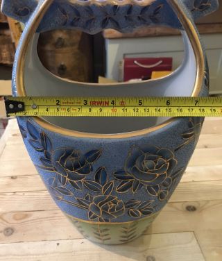 Antique Satsuma Large Japanese Basket Shaped Vase 3