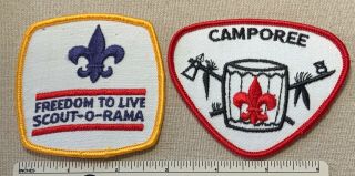 2 Vintage 1970s Boy Scout Freedom To Live Scout - O - Rama & Camporee Patches Camp