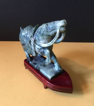 Chinese Jade Horse With Stand 6” Wide X 4 1/2 “ High 3