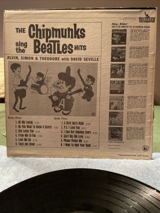 (The Beatles) THE CHIPMUNKS SING THE BEATLES HITS 1964 Liberty Records LRP 3388 2