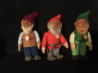 Vintage Steiff Lucki,  Gucki,  And Pucki Dwarf Dolls 7”