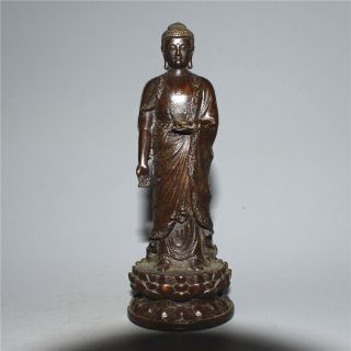Chinese Antique Bronze Sakyamuni Standing Buddha Statue,  Ming Dynasty