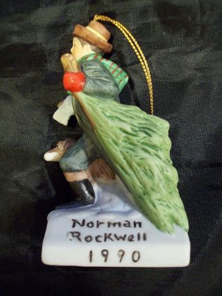 1990 Norman Rockwell Ornament Saturday Evening Post Bringing Home The Tree W/box