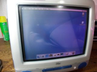 Vintage Apple Imac G3 M5521 Computer Blue.  Screen Has Color Issues