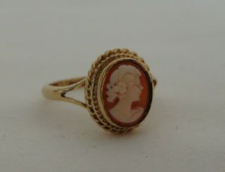 Vintage 9ct Gold Cameo Ring Size N Hm