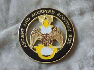 Masonic 3 " Car Emblem Scottish Rites Double Eagle Freemasonry Metal