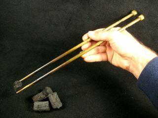 Antique Japanese (c.  1920) Bronze Chado Hibashi Fire Chopsticks Tea Ceremony