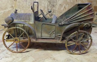 Antique Model T Car Music Box Vintage Retro Tin Metal Copper 2