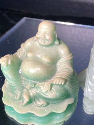 Carved Chinese Green Jade Buddha Statue Resin Happy Buddha 2