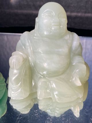 Carved Chinese Green Jade Buddha Statue Resin Happy Buddha 3