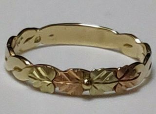 Vintage Black Hills Gold Landstrom’s 10k Elegant Leaves Band Ring Size 6