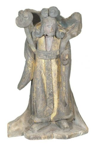 Antique Chinese Gilded Wooden Carved Statue / Figure