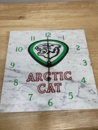 Vintage Arctic Cat Dealer Clock/sign Marble Tile Square