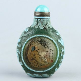 Chinese Exquisite Handmade Ancient People Pattern Glass Snuff Bottle