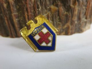 Vintage 1940s American Red Cross Wwii Service Eagle Enamel Volunteer Pin E1