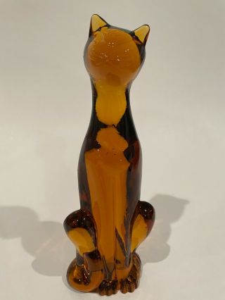 Vintage Viking Glass Amber Epic 8.  5 " Cat Figurine