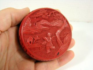 Old Chinese Carved Lacquer Cinnabar Jewelry Box Not Signed
