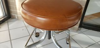 Vintage EF Brewer Medical Exam Rolling Stool Adjustable Height w/ Foot Ring 2