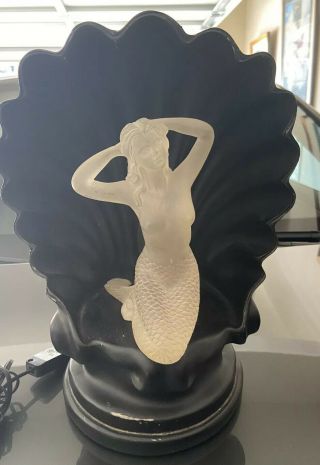 Vintage Mermaid Lamp Nude Seashell Cover Rare