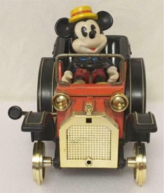Mickey Mouse Wind - Up Car 1981 Masudaya Japanese Vintage Toy Made In Japan D9
