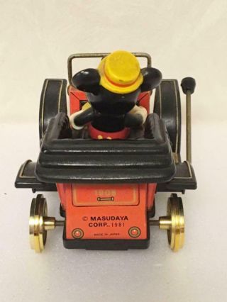 Mickey Mouse Wind - Up Car 1981 Masudaya Japanese Vintage Toy Made in Japan D9 3