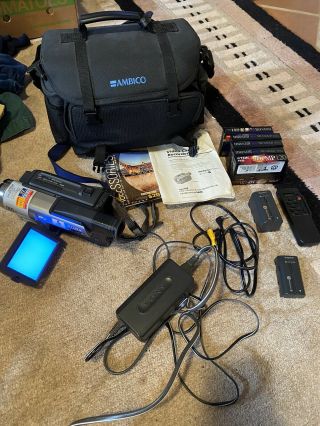 Sony Handycam Hi8 Ccd Trv 98 Ntsc With Case Batteries Remote Tapes Vintage