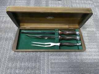 Vintage Cutco 3 Piece Carving Set In Wood Box Great