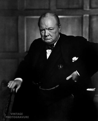 1941 Yousuf Karsh Vintage Duotone Photo 11x14 Winston Churchill Portrait