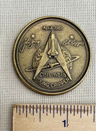Vintage 1981 Sts - 1 Columbia Space Shuttle Mission Medallion Nasa Young Crippen