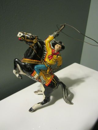 Vintage 1930s Marx Tin Litho Cowboy Rider Lasso Wind Up Toy